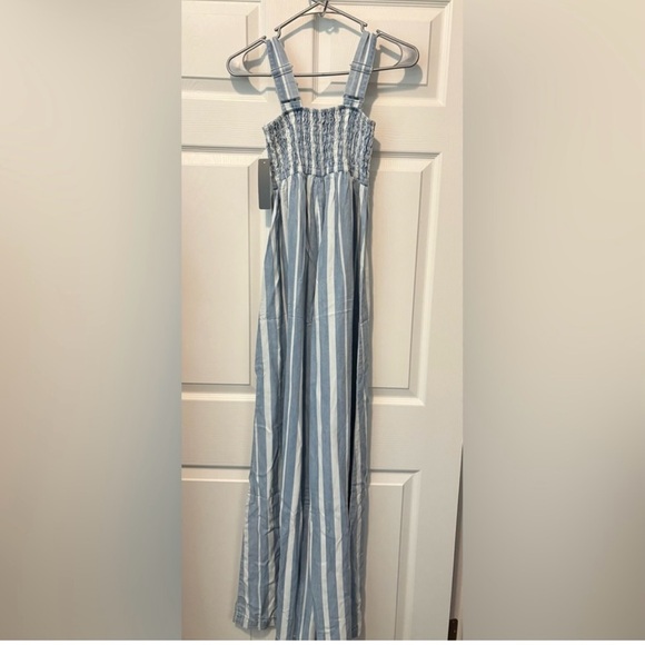 Tractr Pants - Tractr Blue and White Striped Jumpsuit